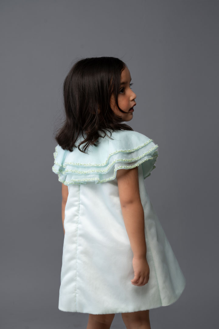 Mint Symphony – Hand-Embellished Cape Dress thumbnail 4