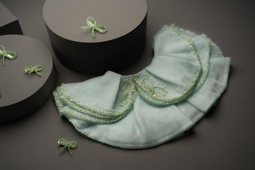 Mint Symphony – Hand-Embellished Cape Dress thumbnail 6