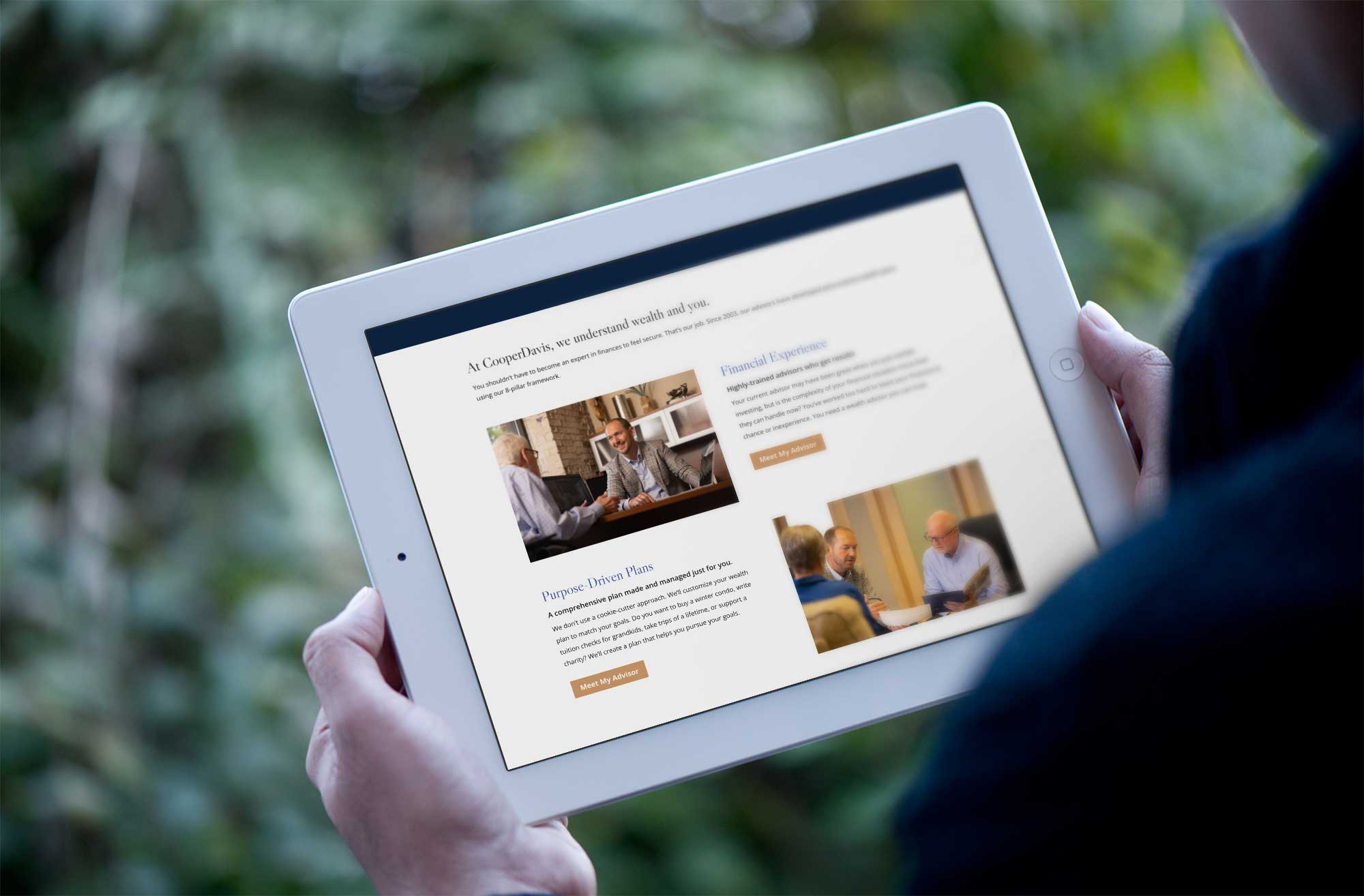 CooperDavis website displayed on a tablet