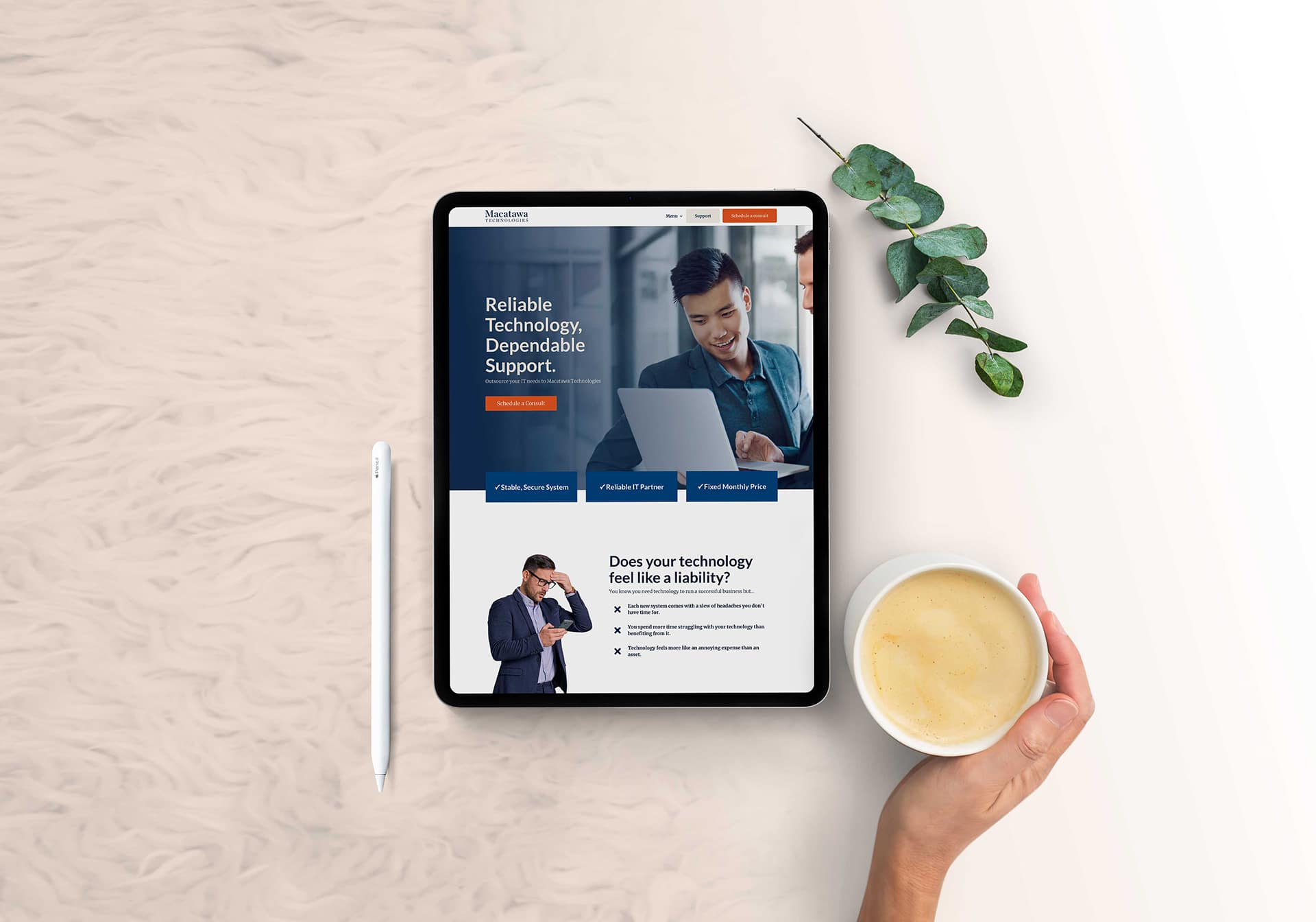 Macatawa Technologies website on iPad