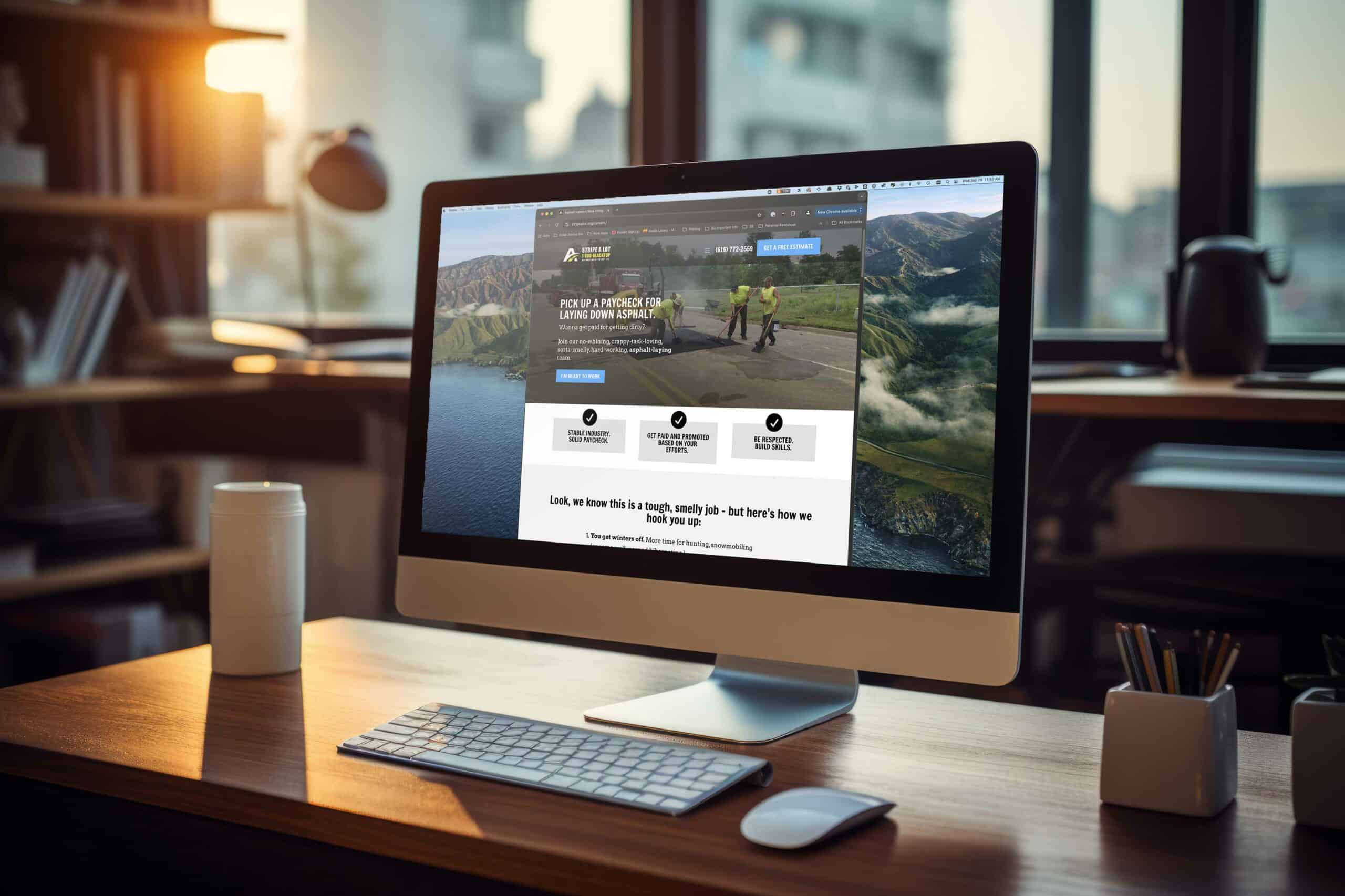 Stripe A Lot hiring campaign on iMac in office
