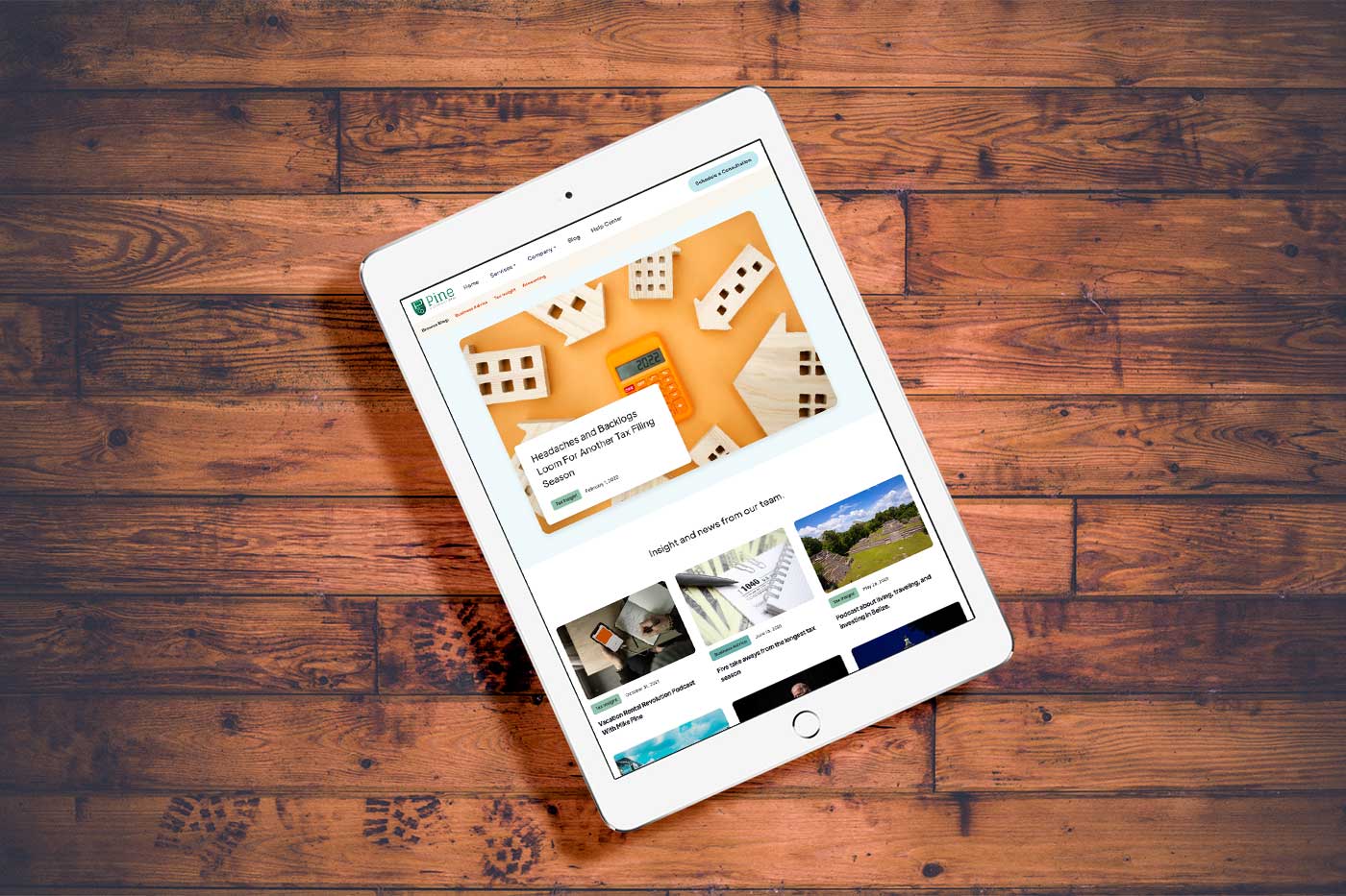 Pine & Company CPAs website on iPad and iPhone