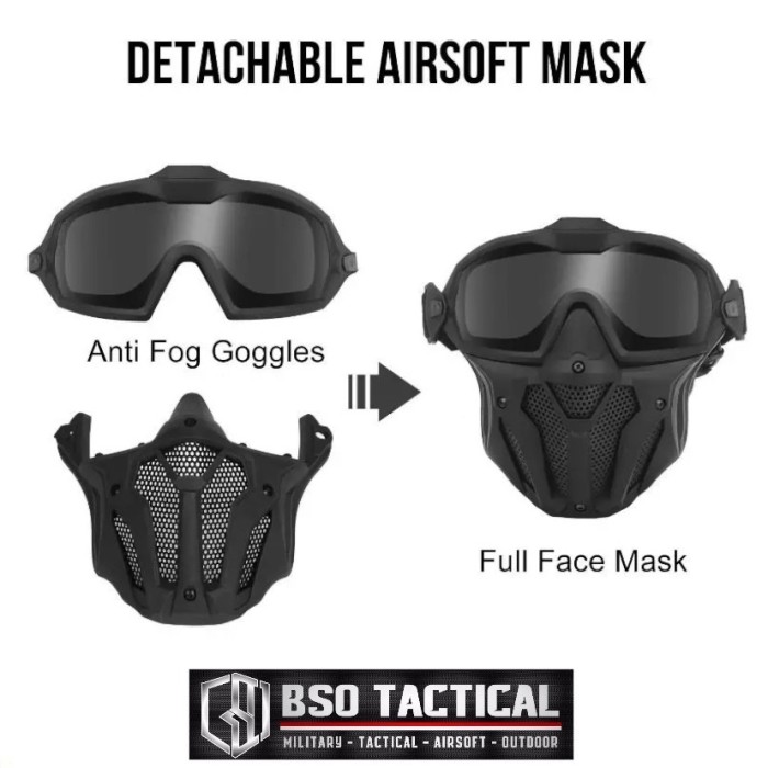 Jual Emerson Tactical Airsoft Full Face Mask with Fan Anti Fogging