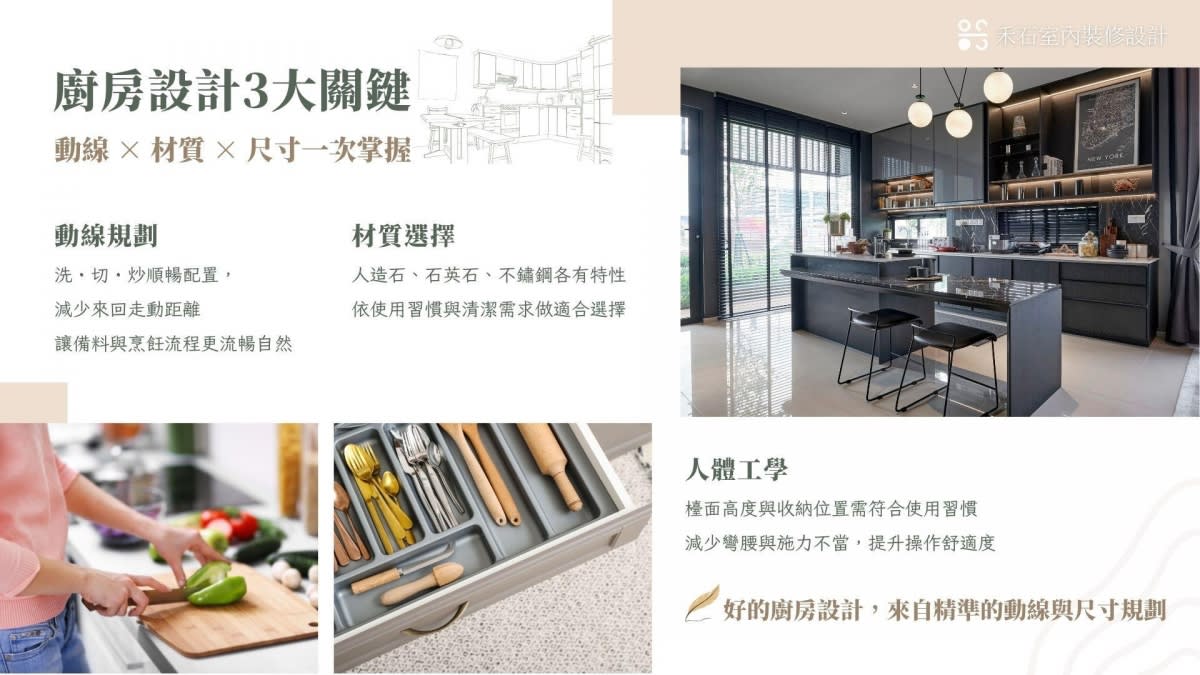 廚房設計與動線規劃重點:尺寸配置與收納建議-禾石室內裝修設計
