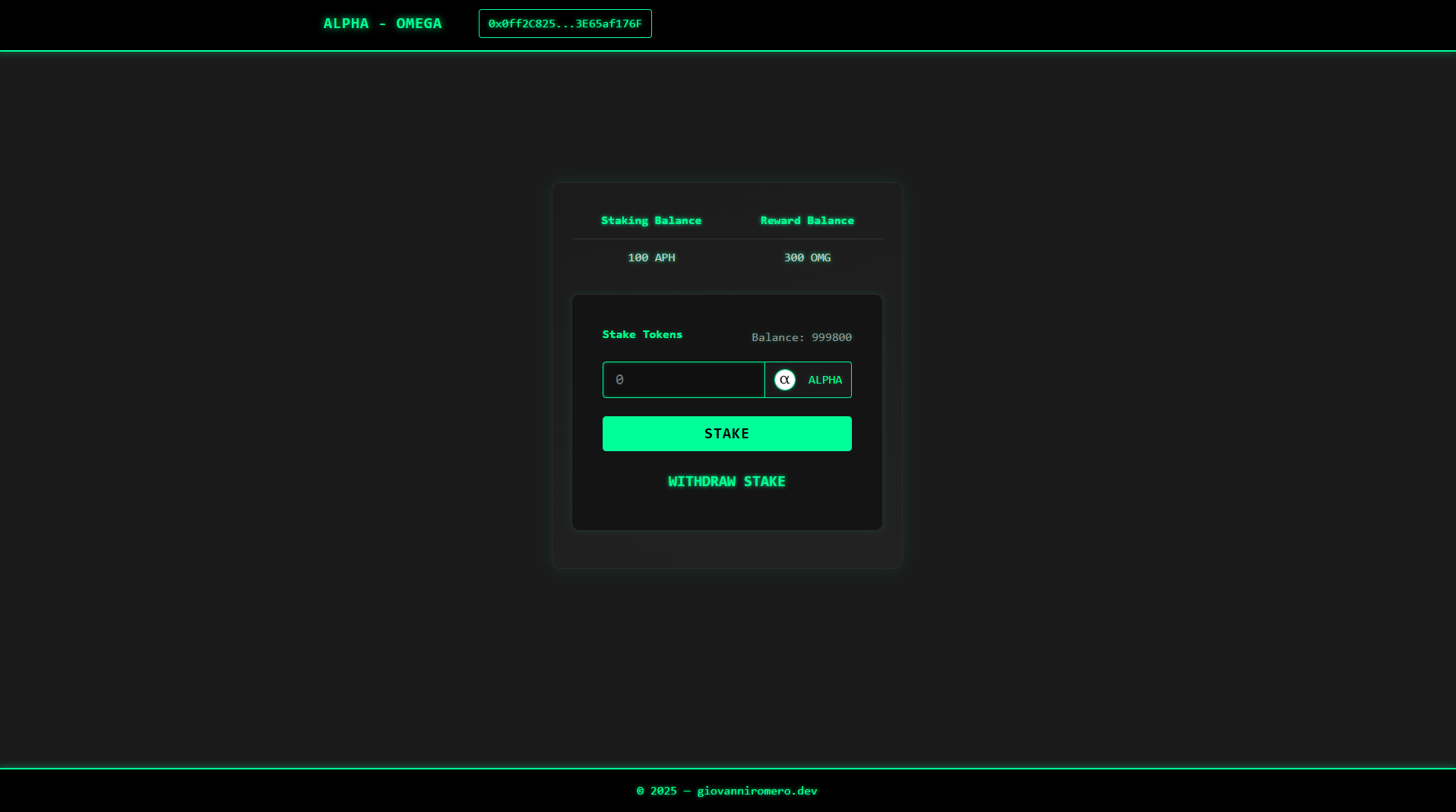 Alpha-Omega Staking DApp
