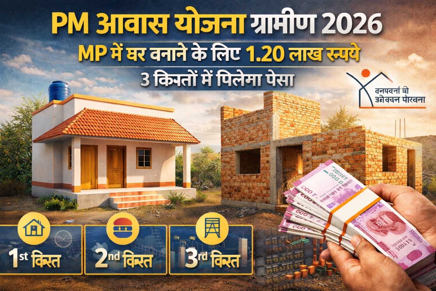 PM आवास योजना ग्रामीण 2025: MP में घर बनाने के लिए 1.20 लाख रुपये, 3 किस्तों में मिलेगा पैसा. pm-awas-yojana-gramin-2025-mp-1-20-lakh-home-subsidy