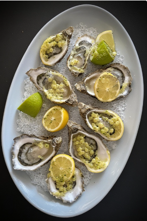 Natural Oysters with Finger Lime