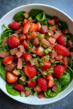 Rabarbar og jarðarberjasalat (Rhubarb Strawberry Salad)