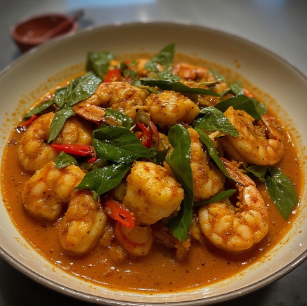 Chu Chee Goong (Dry Red Curry Prawns)