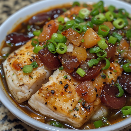 Pla Nueng Buai (Steamed Fish with Plum)