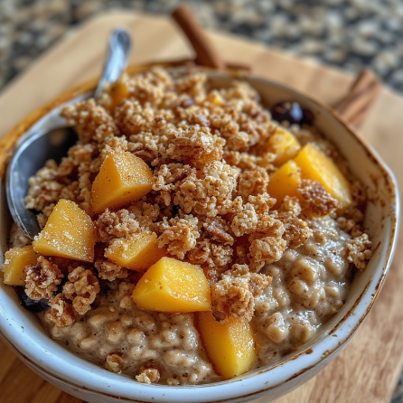 Peach Cobbler Overnight Oats