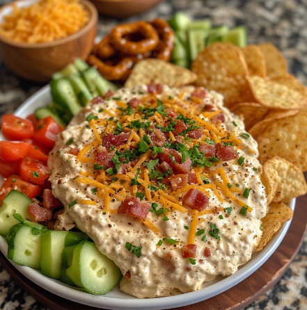 Bacon Cheddar Ranch Dip (Chips, Pretzels, Veggies)