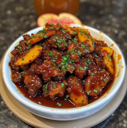 Smoky Chipotle Peach BBQ Sauce (Pork Ribs, Chicken, Burgers)