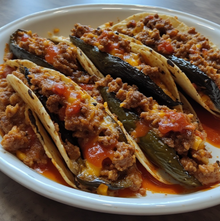 Tacos de Chile Relleno (Stuffed Pepper Tacos)