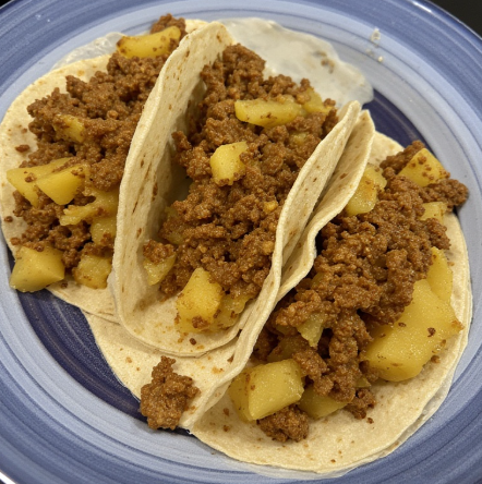 Tacos de Papa con Chorizo Vegano