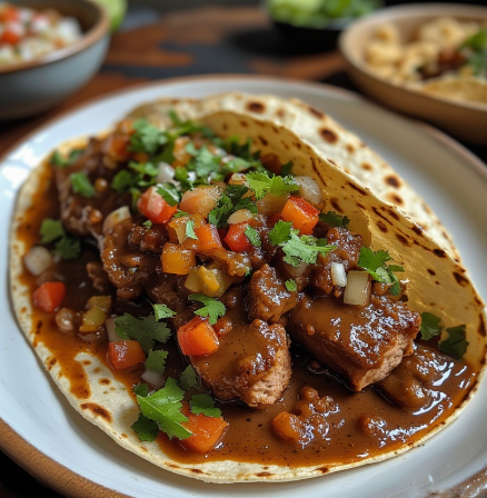 Taco de Pato con Mole Almendrado