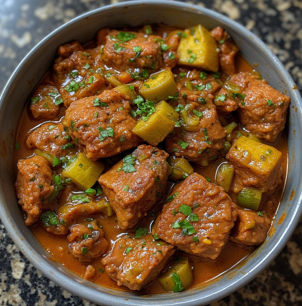 Goat Moambe (Gabon - palm nut goat stew)