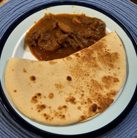 Anjero with Stew (Somalia - flatbread breakfast)