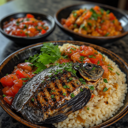 Chambo with Nsima (Malawi - lake fish)