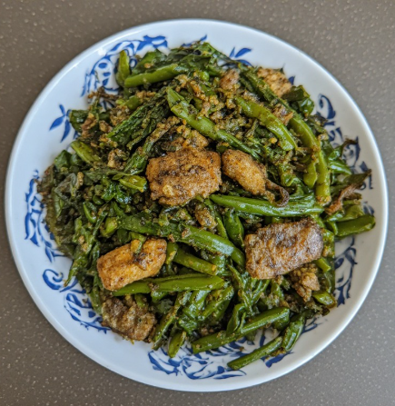 Ngari with Green Vegetables (Manipur Fermented Fish Stir-Fry)