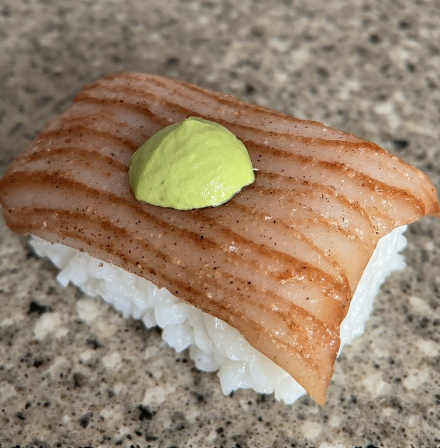 Nigiri Sushi with Ika (Squid Nigiri)
