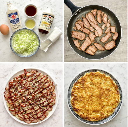 Okonomiyaki (Cabbage Pancake with Pork & Egg)