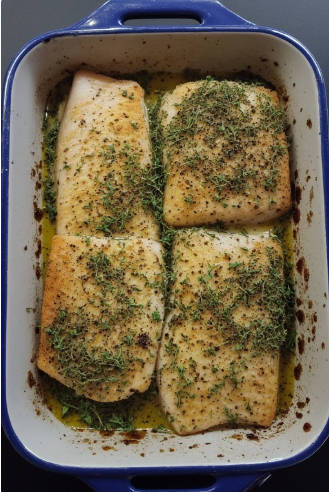 Bakaður ýsa með jurtum (Baked Haddock with Herbs)