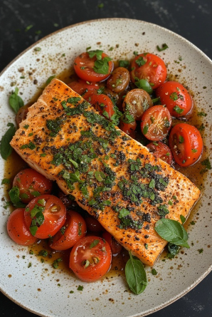 Lax með tómat og basil (Salmon with Tomato and Basil)