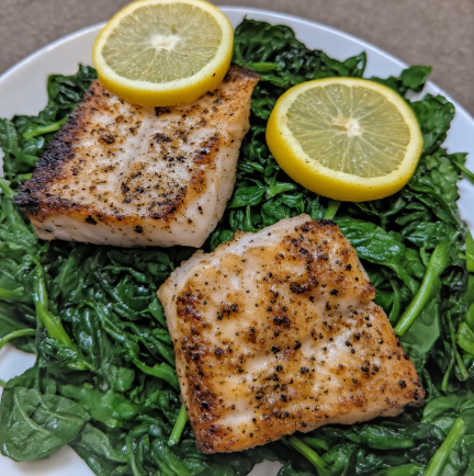 Grillaður þorskur með spínati (Grilled Cod with Spinach)