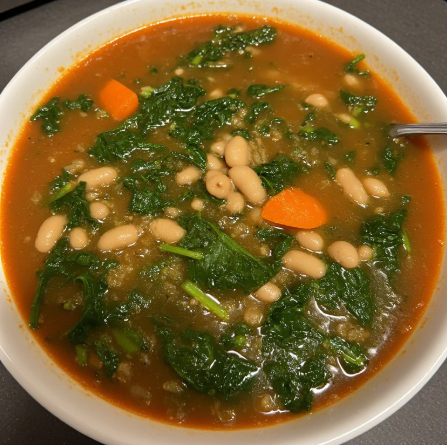 Vegan lúpínu og spínat súpa (Vegan Lupine and Spinach Soup)