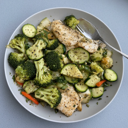 Þorskur og grænmeti lágnatríum (Cod and Vegetables – Low Sodium)
