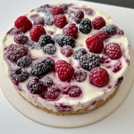 Plöntuskyr kaka með berjum (Plant Skyr Cake with Berries)