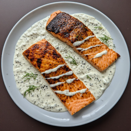 Grillaður lax með skyr sósu (Grilled Salmon with Skyr Sauce)