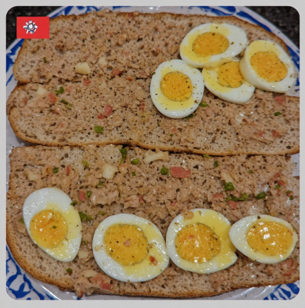 Pão com Ovo Cozido e Atum