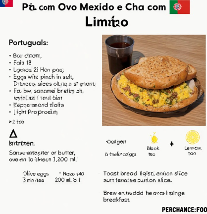 Pão com Ovo Mexido e Chá com Limão