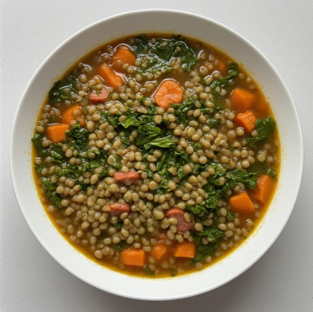 Sopa de Lentilhas com Chouriço e Couve