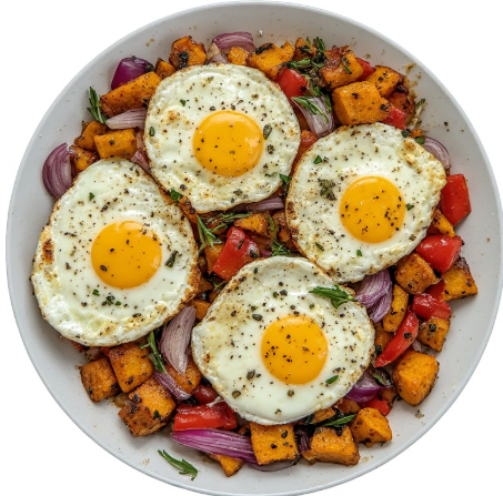 Kumara Breakfast Hash with Poached Eggs