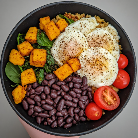 NZ-Style Breakfast Bowl with Kumara & Beans