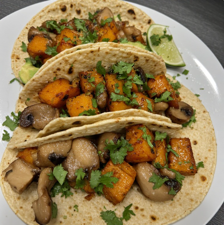Vegan Kumara & Mushroom Breakfast Tacos