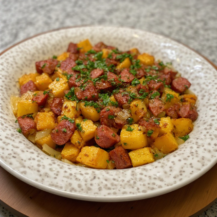 Kumara & Chorizo Breakfast Scramble