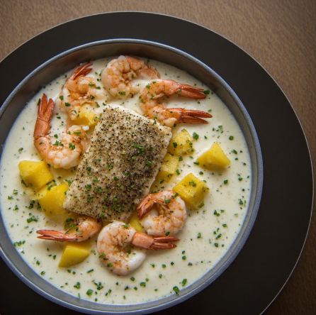 Pan-Seared Snapper with Kumara & Prawn Bisque