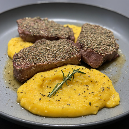 Herb-Crusted Lamb Rack with Kumara Puree & Red Wine Jus