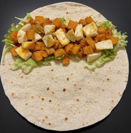 Quick Kumara & Egg Salad Wrap