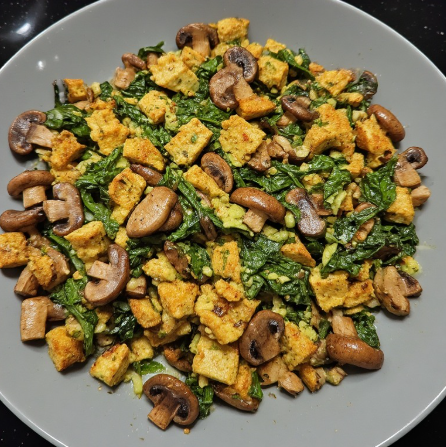 Tofu Scramble with Spinach & Mushrooms
