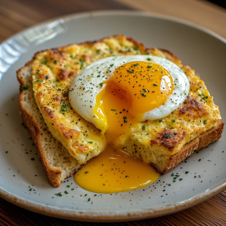 High-Protein Welsh Rarebit with Poached Egg