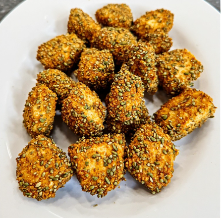 Pumpkin Seed Crusted Tofu Nuggets