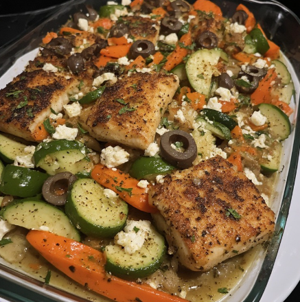 Baked Cod with Mediterranean Veg