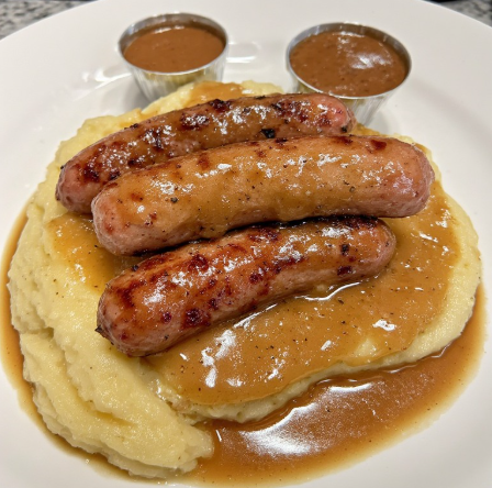 Bangers and Mash with Onion Gravy