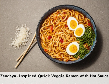 Zendaya-Inspired Quick Veggie Ramen with Hot Sauce