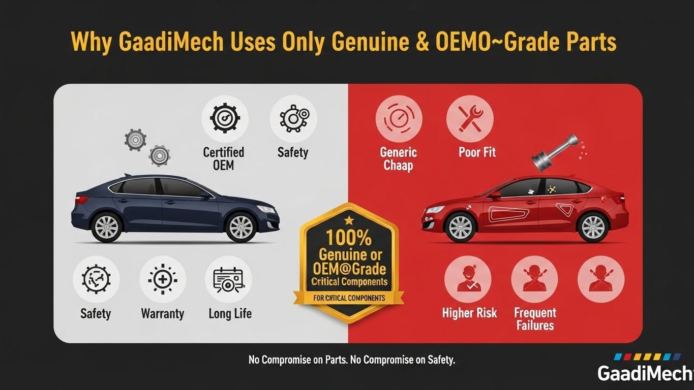 Why GaadiMech Trusts Only Genuine or OEM-Grade Parts for Your Car